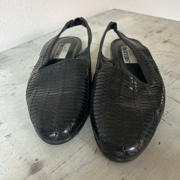 Vintage Trotters sling back mules leather weave 90s Lagenlook Cottagecore 9 wide - Picture 4 of 12